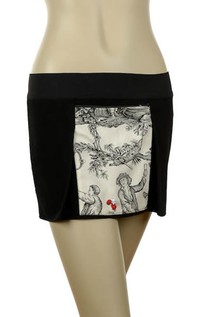 Black patterned mini skirt
