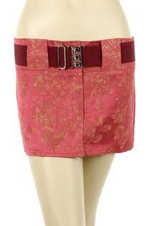 Red /gold patterned silk skirt mini