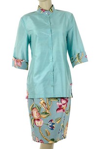 Turquoise silk / linen tunic