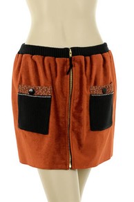 Skirt Orange / Black Velvet / Silk