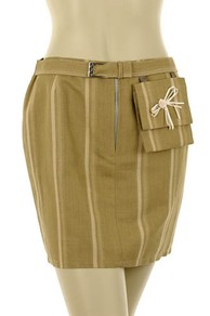 Skirt Khaki Striped Linen